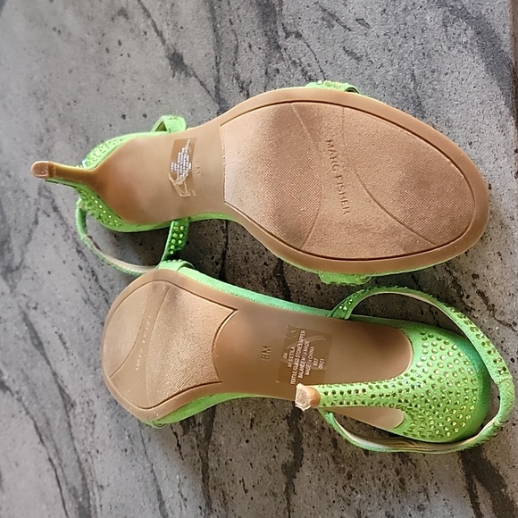 MARC FISHER Rhinestone Embellished Slingback Heels Peridot Green size 8M - Picture 9 of 13